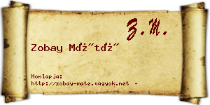 Zobay Máté névjegykártya